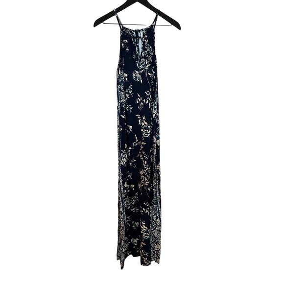 Angie Maxi Dress Floral Side Slits Blue Small - Picture 2 of 8